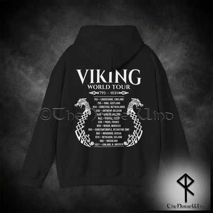Viking World Tour Hoodie – Double-Sided Norse Longship Tour Dates - The Norse Wind