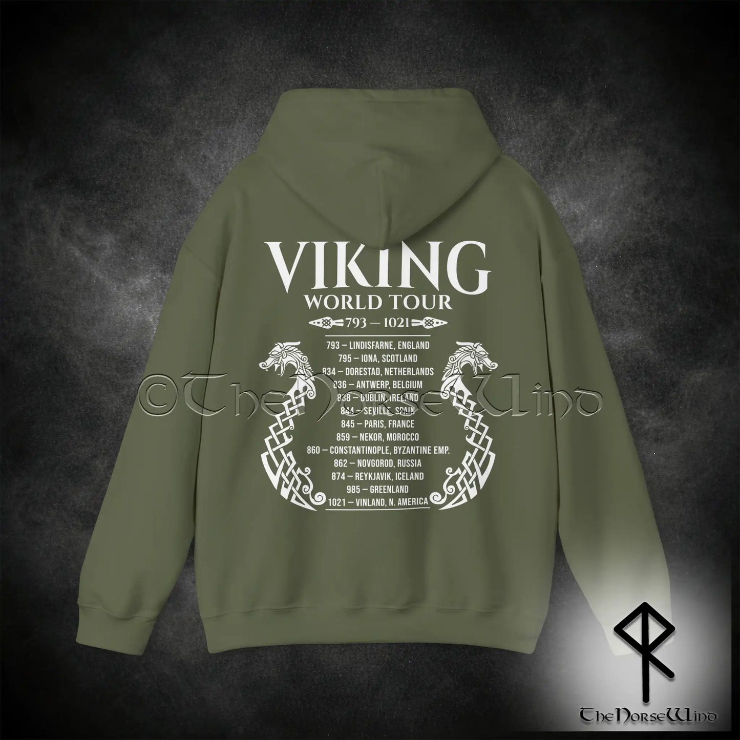 Viking World Tour Hoodie – Double-Sided Norse Longship Tour Dates - The Norse Wind