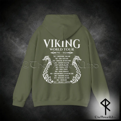 Viking World Tour Hoodie – Double-Sided Norse Longship Tour Dates - The Norse Wind