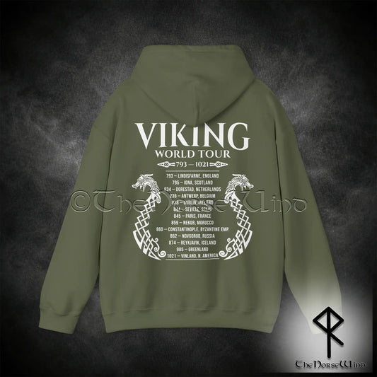 Viking World Tour Hoodie – Double-Sided Norse Longship Tour Dates