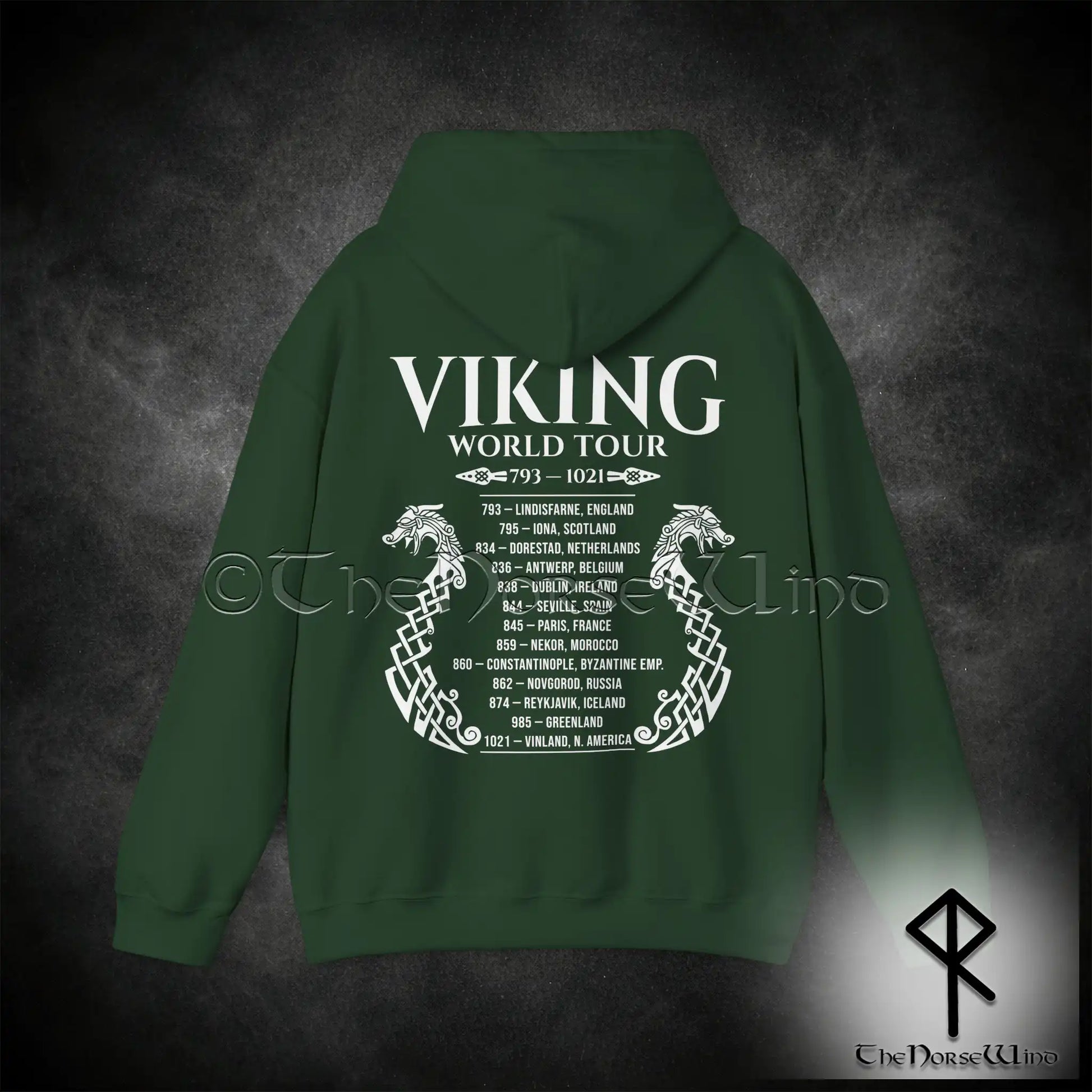 Viking World Tour Hoodie – Double-Sided Norse Longship Tour Dates - The Norse Wind