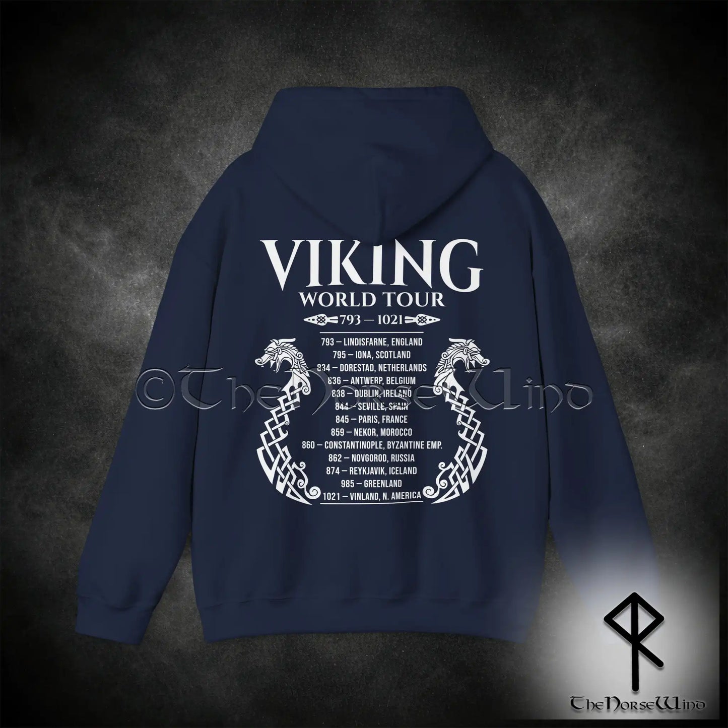 Viking World Tour Hoodie – Double-Sided Norse Longship Tour Dates - The Norse Wind