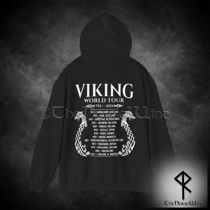 Viking World Tour Hoodie – Double-Sided Norse Longship Tour Dates - The Norse Wind