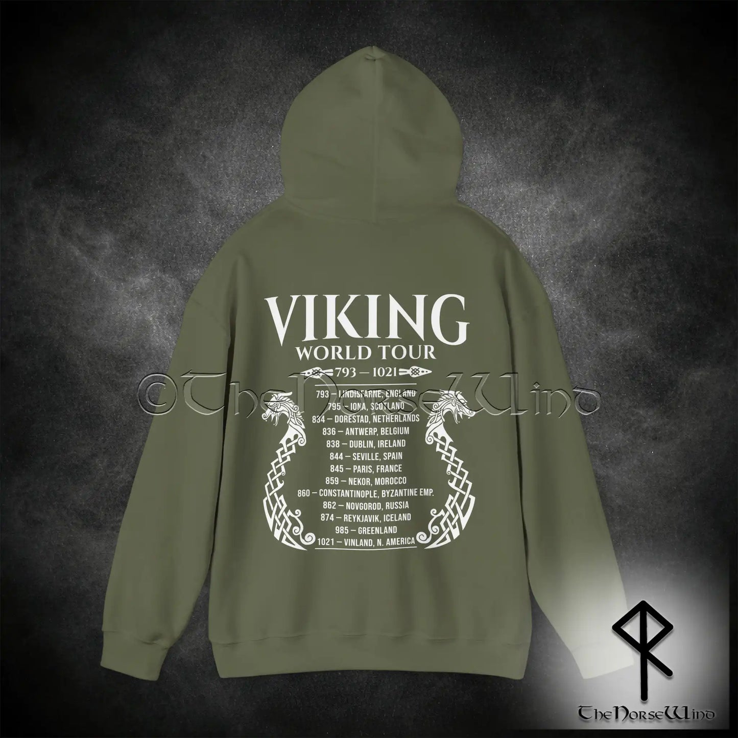 Viking World Tour Hoodie – Double-Sided Norse Longship Tour Dates - The Norse Wind