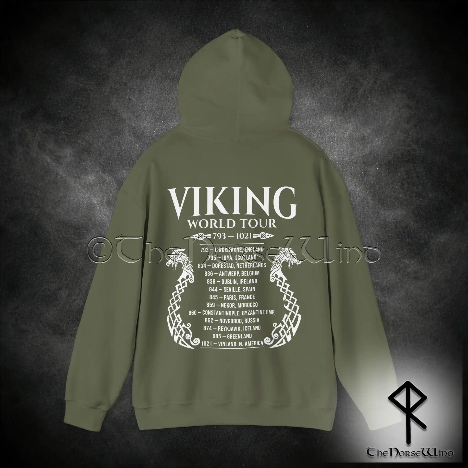 Viking World Tour Hoodie – Double-Sided Norse Longship Tour Dates - The Norse Wind