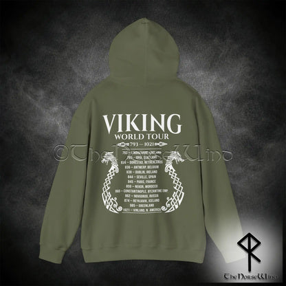 Viking World Tour Hoodie – Double-Sided Norse Longship Tour Dates - The Norse Wind