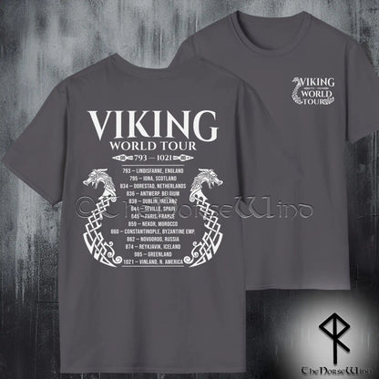 Viking World Tour T-Shirt — Double-Sided Norse Longship Tour Dates Tee - The Norse Wind