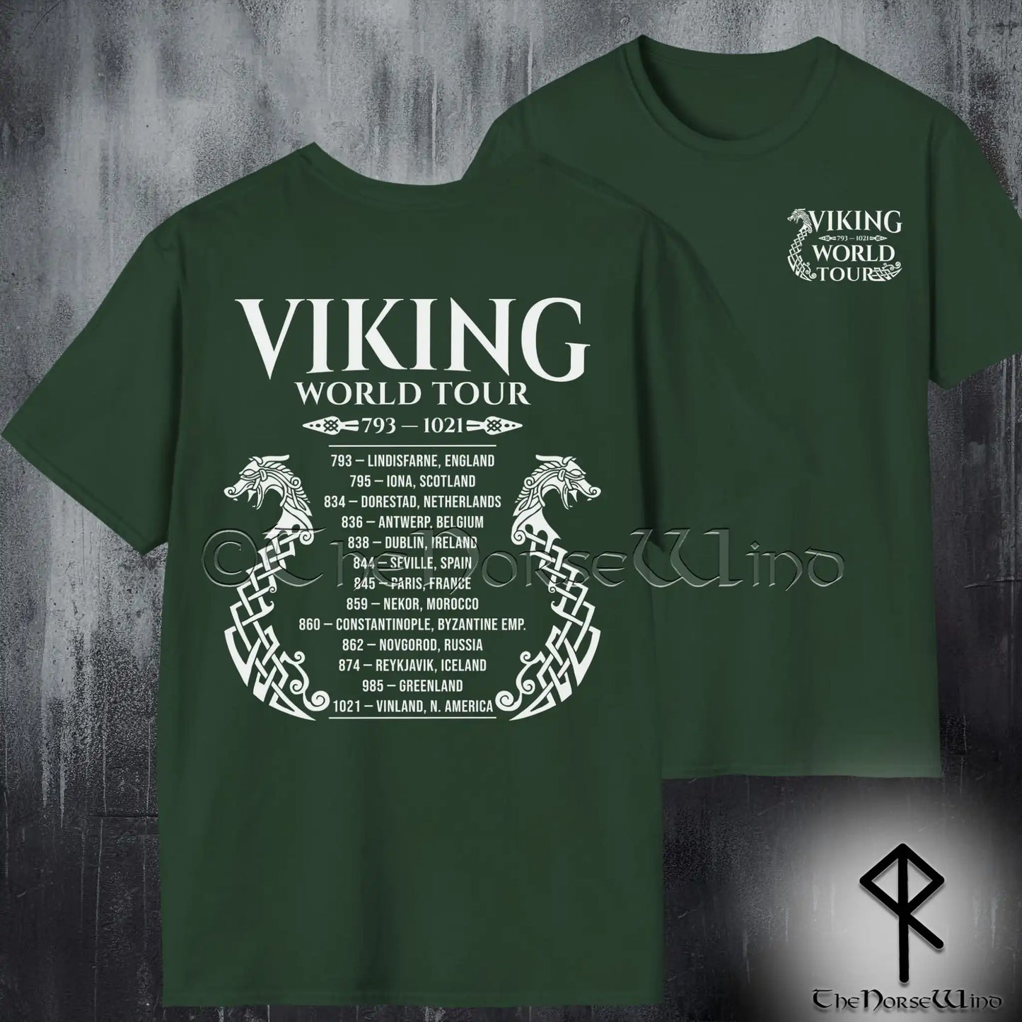Viking World Tour T-Shirt — Double-Sided Norse Longship Tour Dates Tee - The Norse Wind
