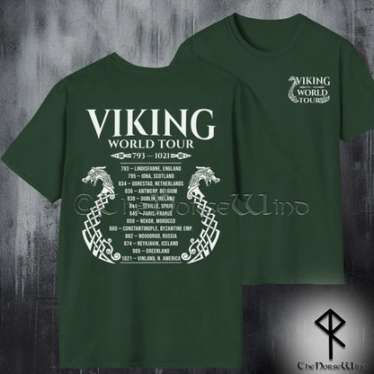 Viking World Tour T-Shirt — Double-Sided Norse Longship Tour Dates Tee - The Norse Wind