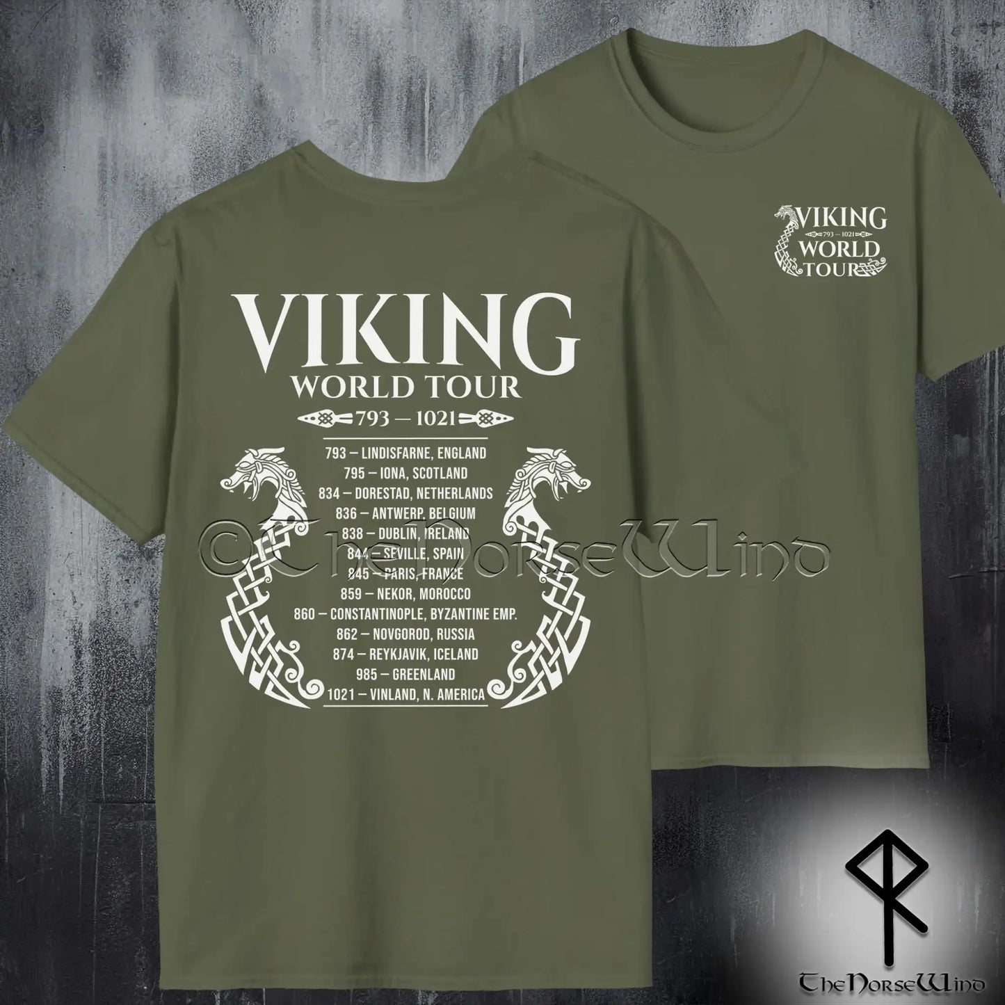Viking World Tour T-Shirt — Double-Sided Norse Longship Tour Dates Tee - The Norse Wind