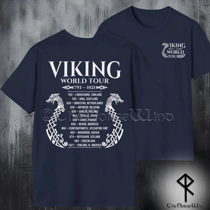 Viking World Tour T-Shirt — Double-Sided Norse Longship Tour Dates Tee - The Norse Wind