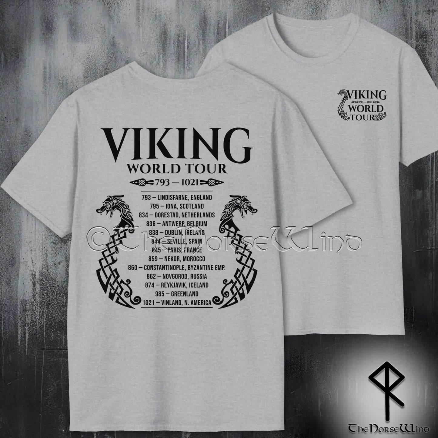 Viking World Tour T-Shirt — Double-Sided Norse Longship Tour Dates Tee - The Norse Wind