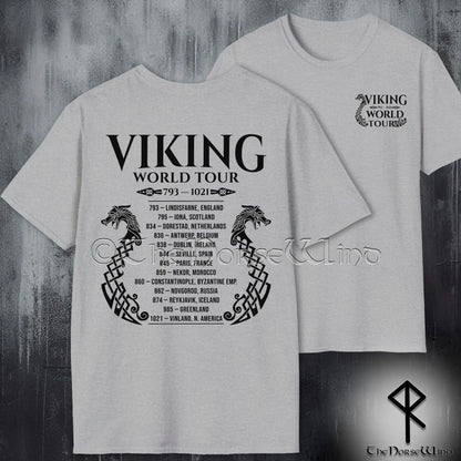 Viking World Tour T-Shirt — Double-Sided Norse Longship Tour Dates Tee - The Norse Wind
