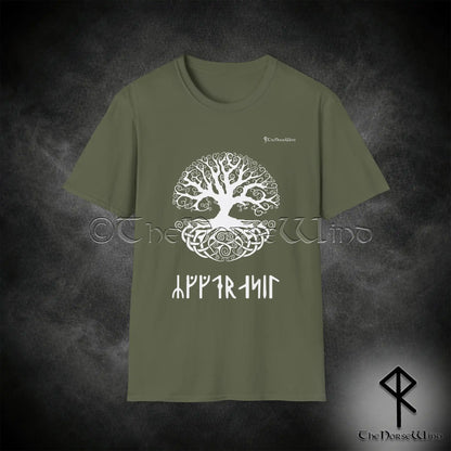 Yggdrasil Viking T-Shirt, Norse Mythology Runes Tee S-5XL