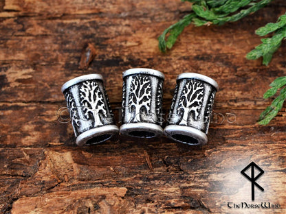 Viking Beard Beads Yggdrasil, Celtic Tree of Life Hair Rings