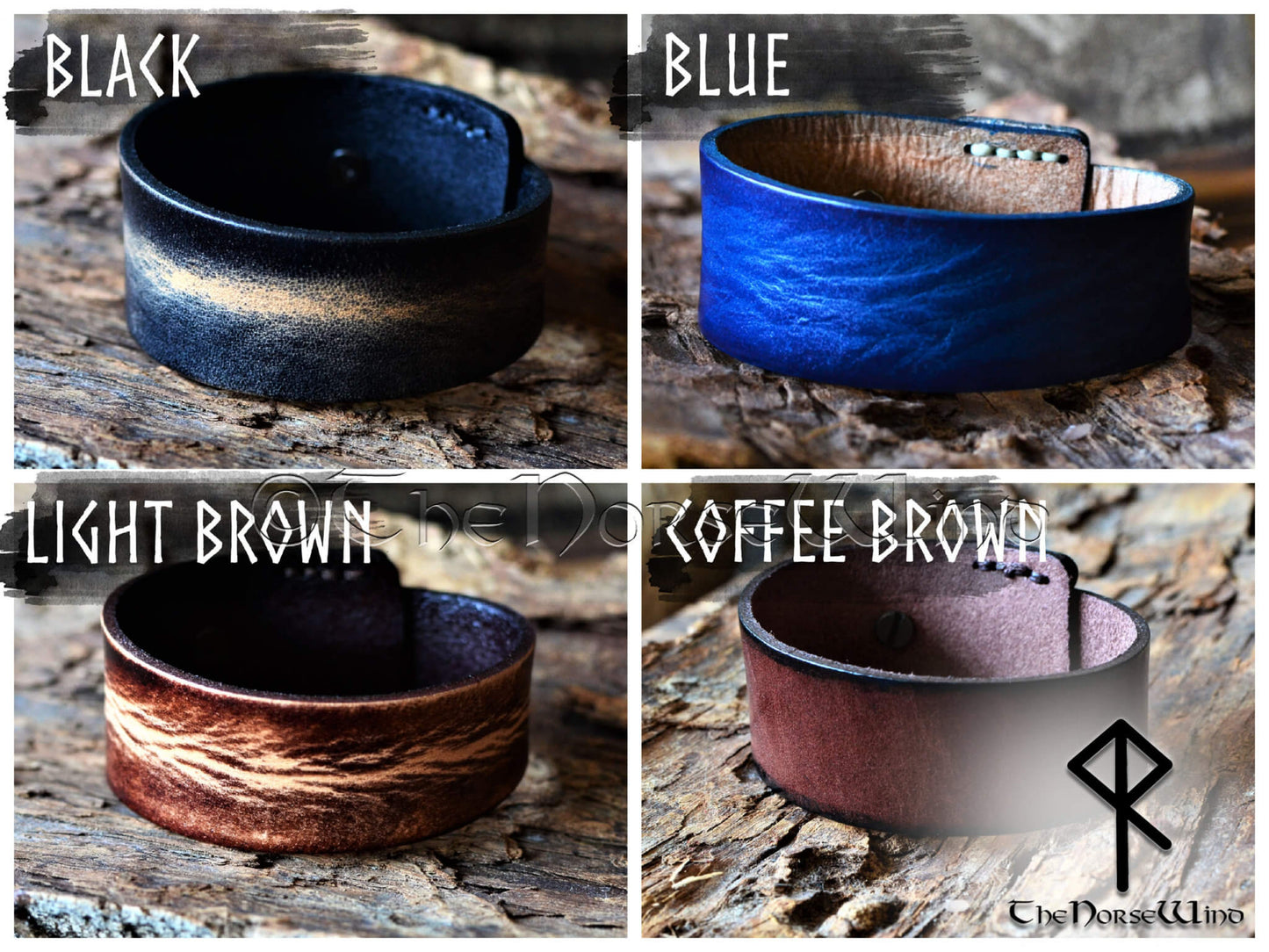 Custom Viking Leather Bracelet NAME in RUNES Wristband