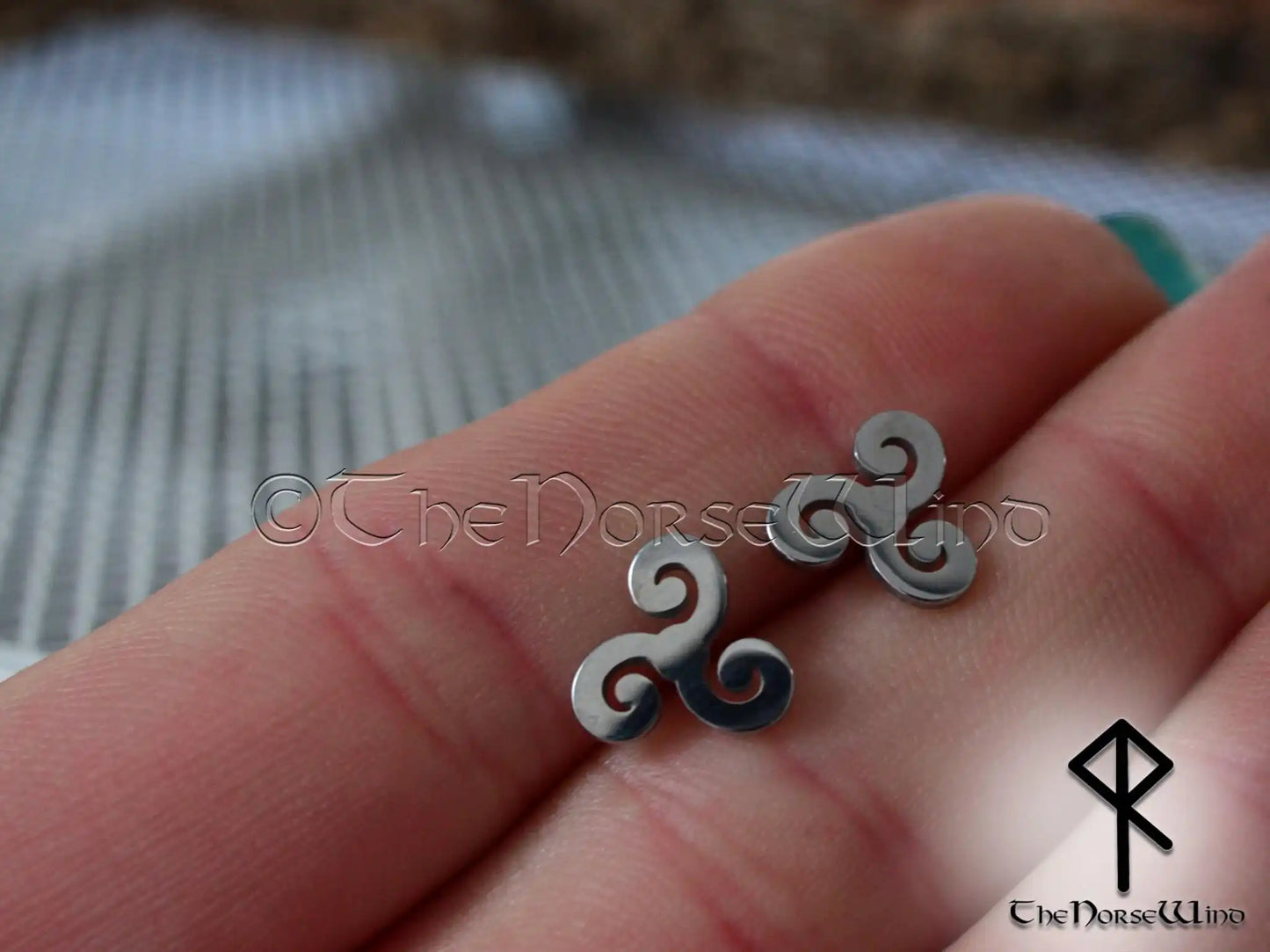 Celtic Triskele Earrings, Triple Spiral Viking Studs - 316L Stainless Steel