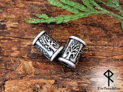 Viking Beard Beads Yggdrasil, Celtic Tree of Life Hair Rings