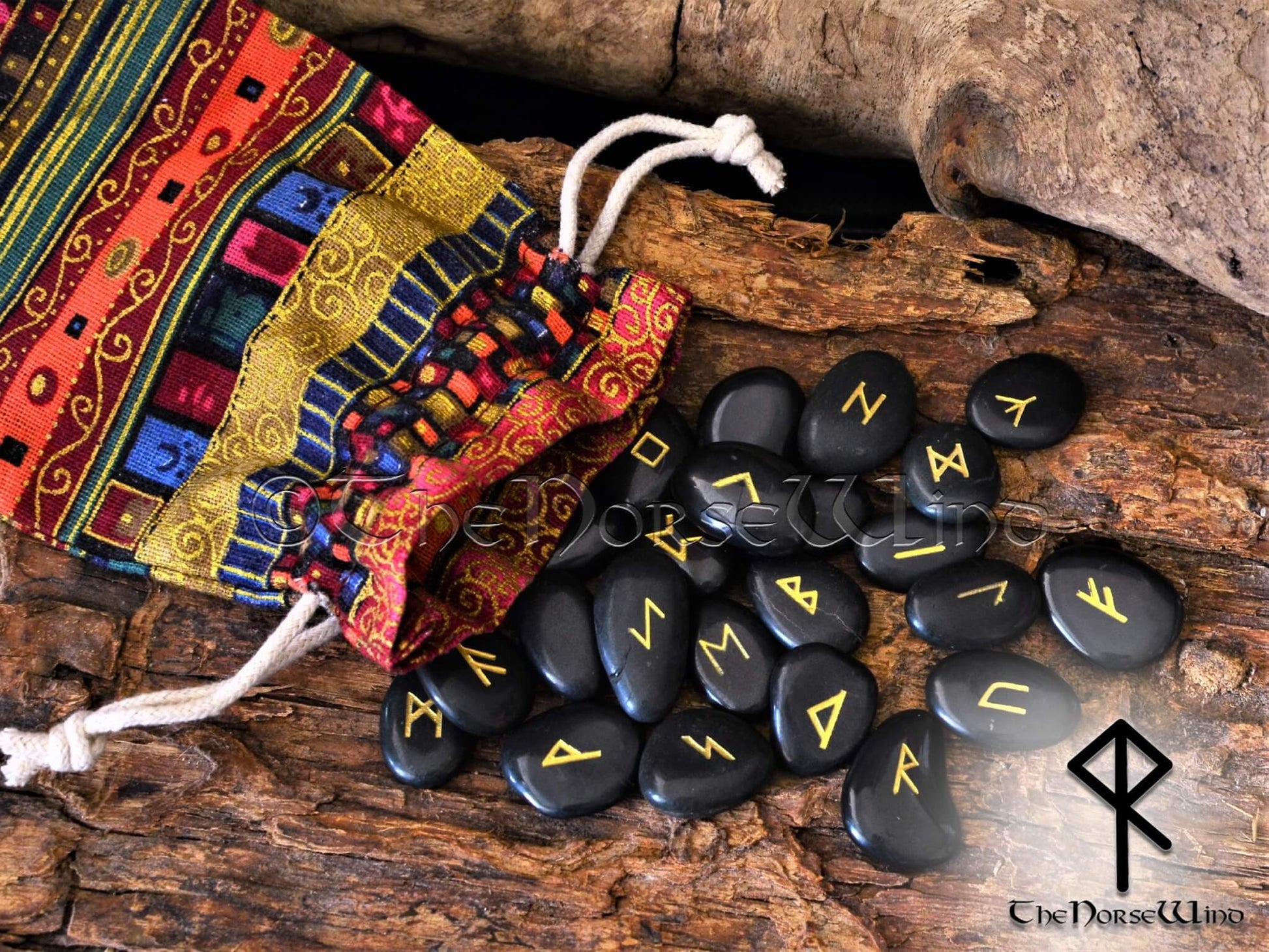 Viking Rune Stones Set Black Obsidian - Elder Futhark | The Norse Wind