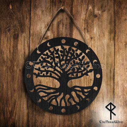 Yggdrasil Wall Hanging, Wooden Celtic Tree Plaque - Viking Home Decor