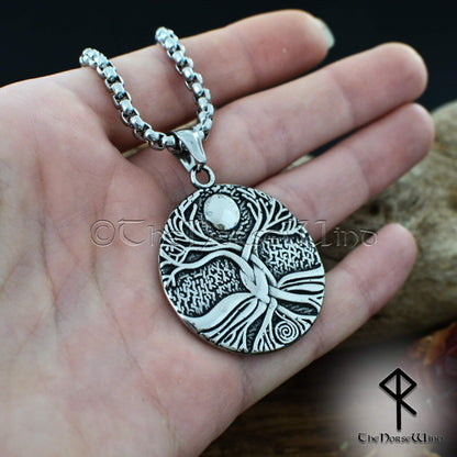 Yggdrasil Viking Necklace, Celtic Tree of Life Pendant, Stainless Steel