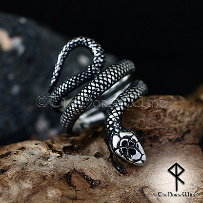 Jormungandr Midgard Serpent Viking Ring - Stainless Steel