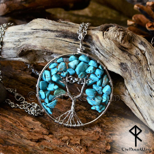 Yggdrasil Necklace, Turquoise Celtic Tree of Life Pendant