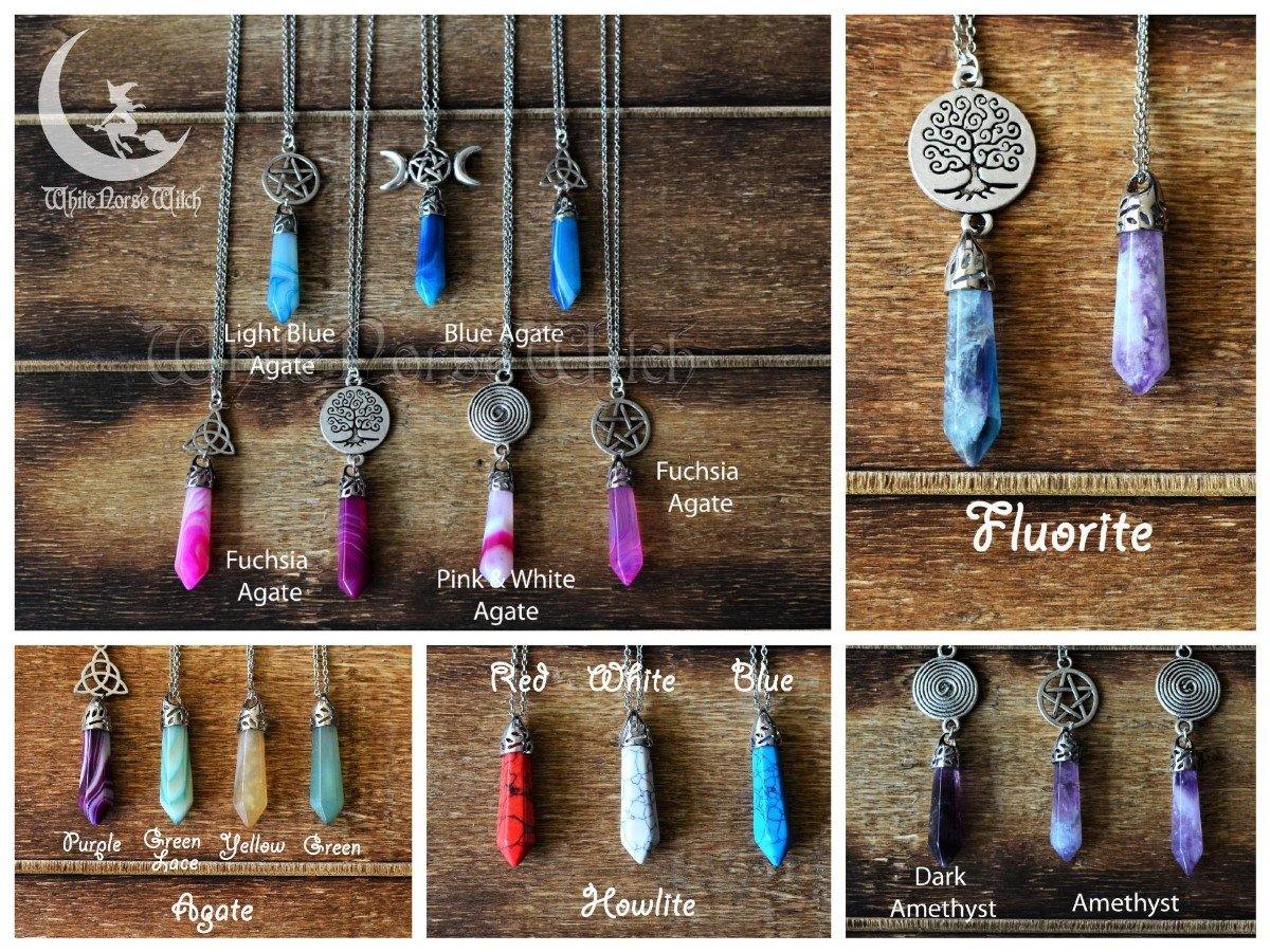 Crystal Pendulum Necklace, Customized Wicca Gemstone Pendant, Witchcraft Jewelry - TheNorseWind