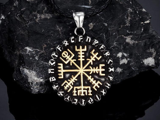 Vegvisir Viking Compass Necklace Norse Runes Pendant - TheNorseWind