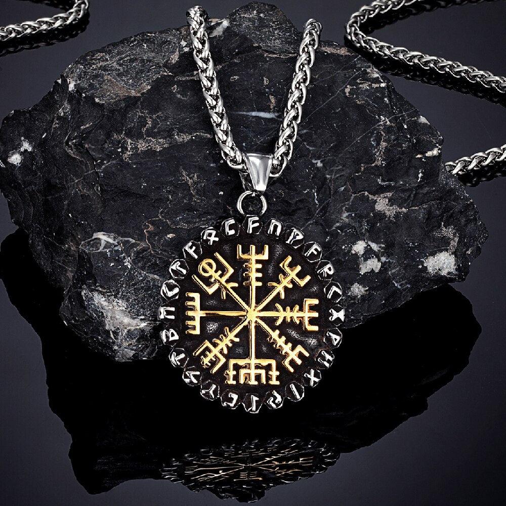 Vegvisir Viking Compass Necklace Norse Runes Pendant | TheNorseWind