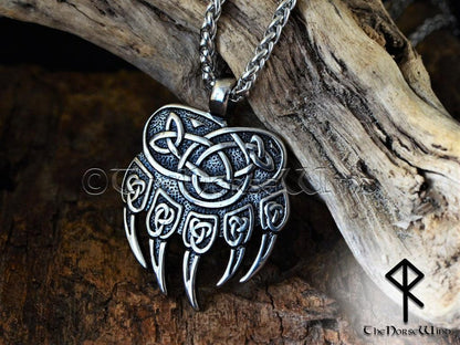 Viking Bear Paw Necklace, Berserker Pendant - TheNorseWind