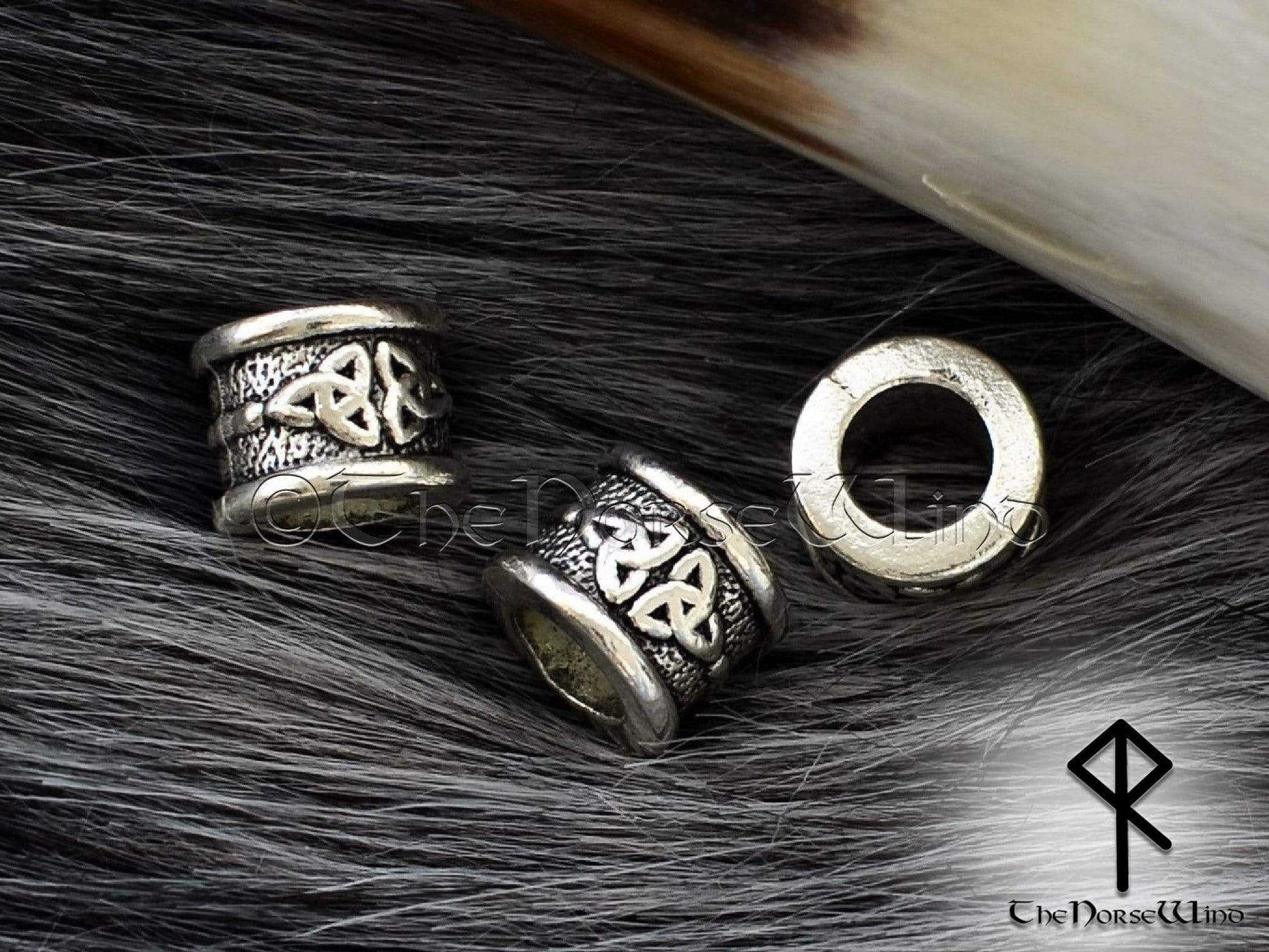 Odin's Ravens Beard Beads, Viking Hair Rings, Stainless Steel