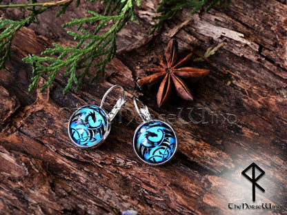 Celtic Dragon Earrings, Viking Ear Studs, Blue Earrings Celtic Knot Viking Jewelry Silver Celtic Jewelry Norse Mythology TheNorseWind