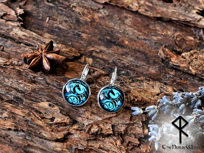 Dragon Earrings, Viking Ear Studs, Blue Earrings Celtic Knot Viking Jewelry Silver Celtic Jewelry Norse Mythology TheNorseWind
