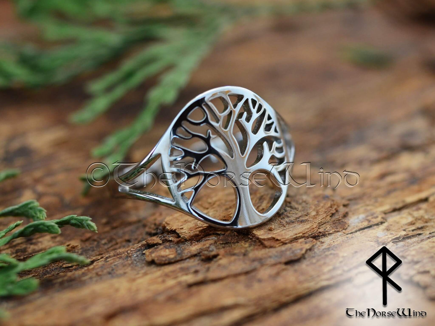Yggdrasil Viking Ring, Celtic Tree of Life Adjustable Women's Ring, Stainless Steel