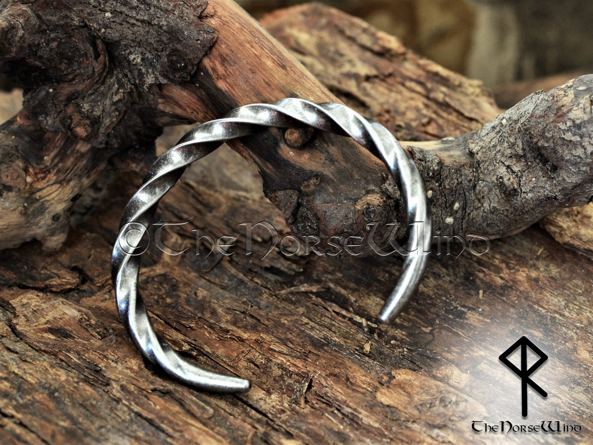 Silver Viking Bracelet, Twisted Norse Arm Ring - TheNorseWind