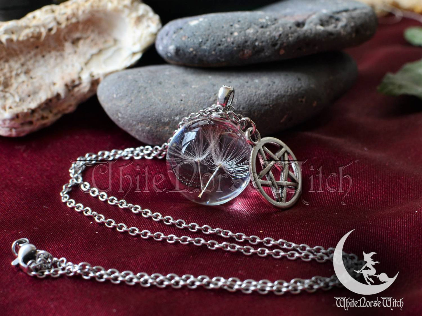 dandelion wish necklace, glass terrarium pendant