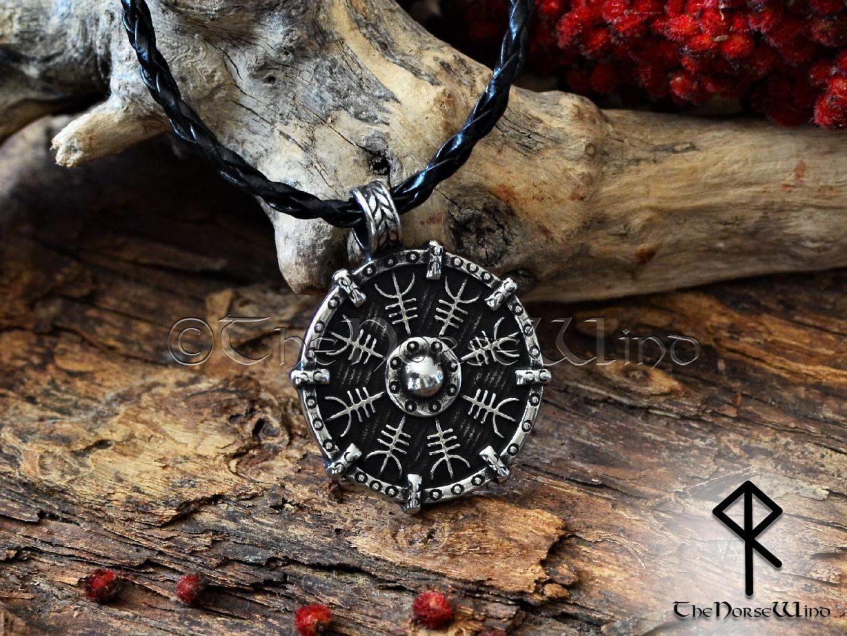 Viking Double-Sided Vegvisir/Helm of Awe Necklace – Proud Raven
