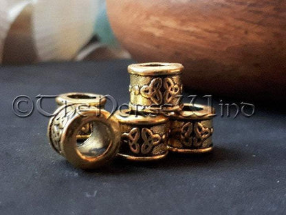 Viking Beard Beads, Celtic Knot Gold Dreadlocks TheNorseWind