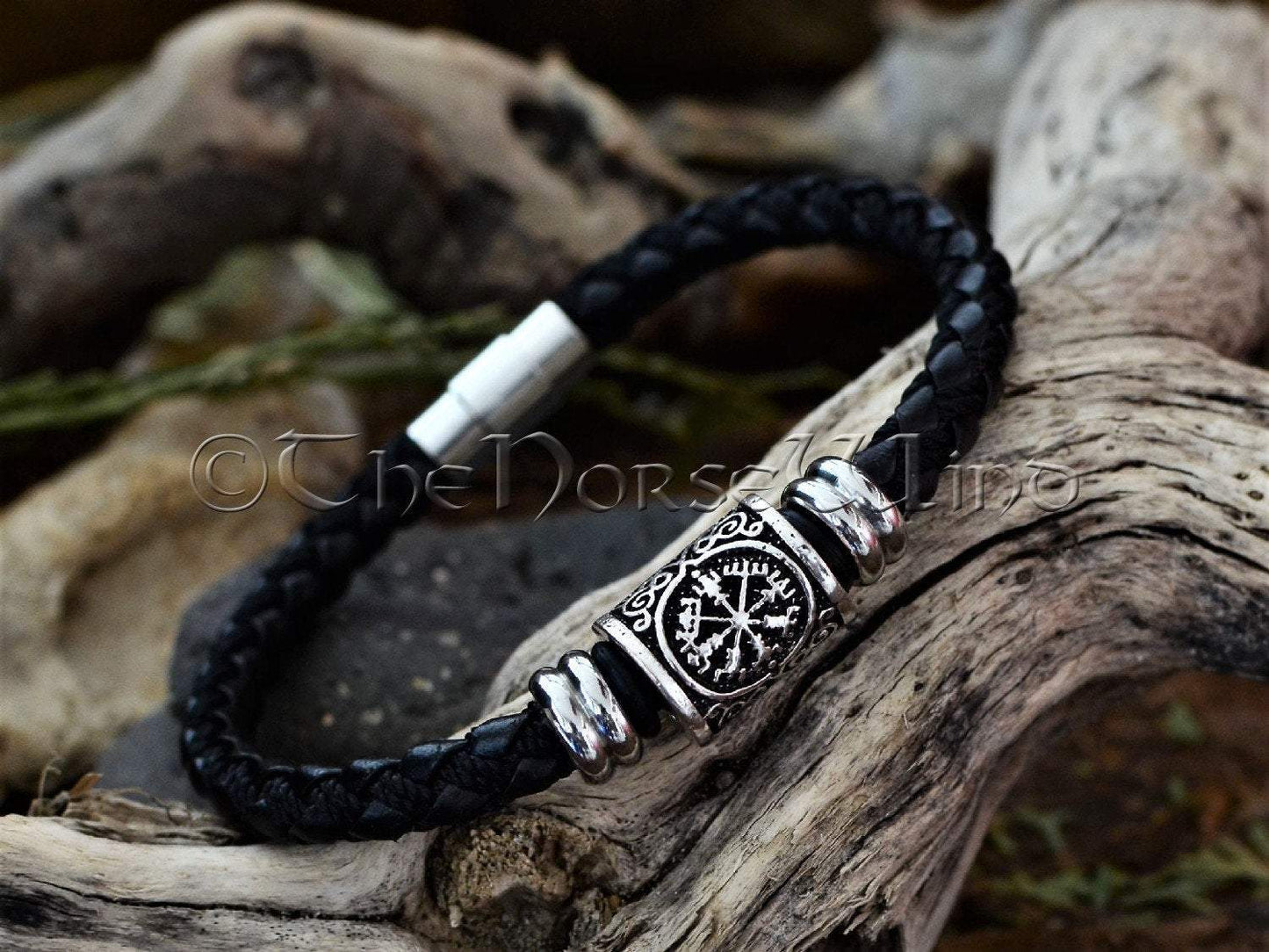 Vegvisir Viking Compass Bracelet, Leather Wristband TheNorseWind