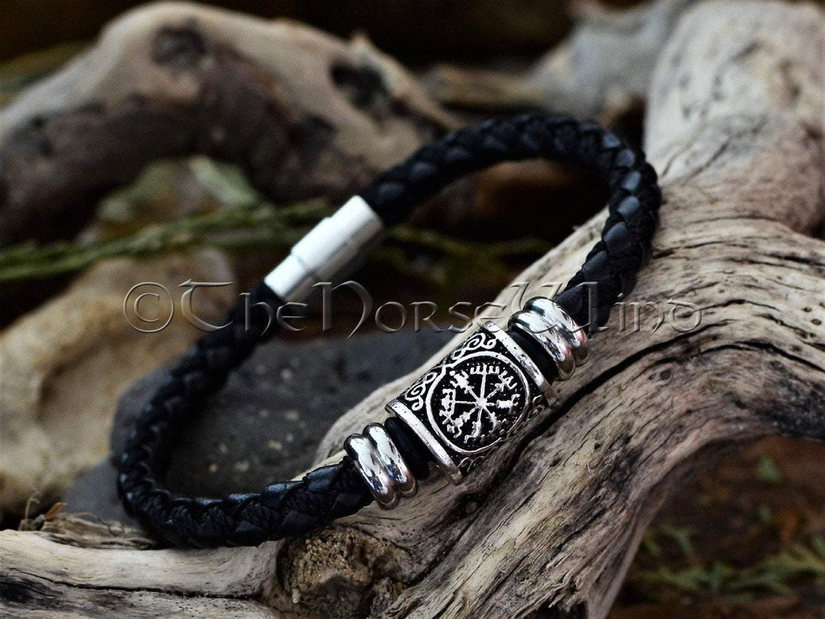 Leather Valknut Bracelet - Valhalla Vikings Leather Valknut Bracelet - Valhalla Vikings