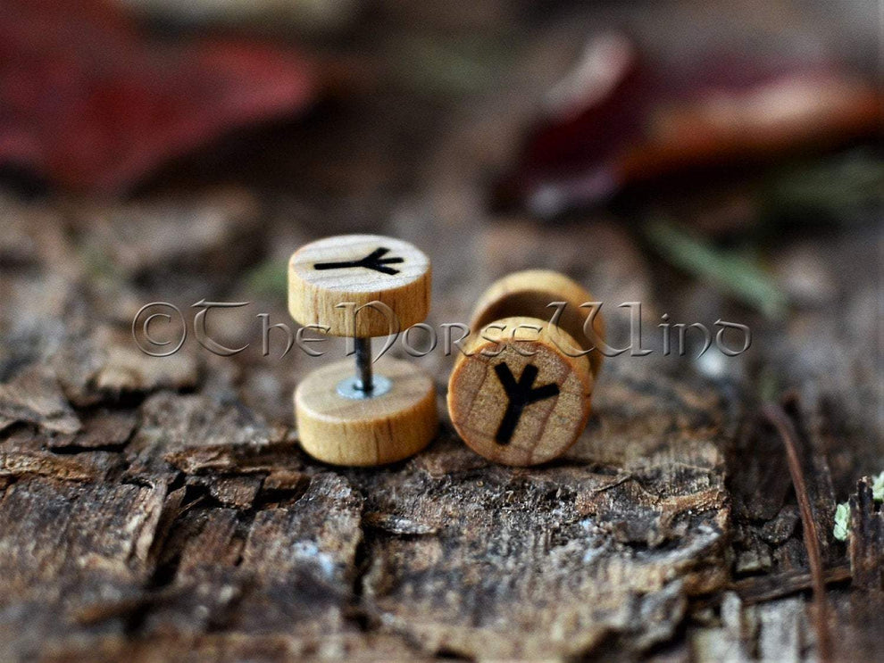 Viking Runes Earrings | Wooden Ear Plugs | Rune Gauges - TheNorseWind ...