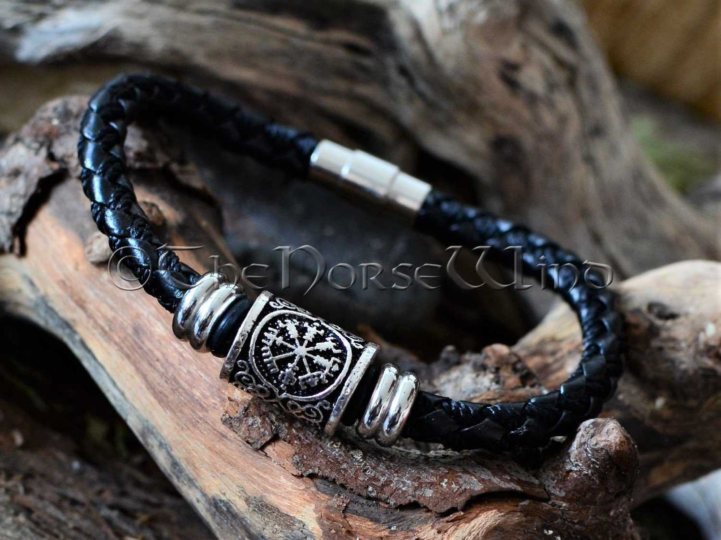 Vegvisir Viking Compass Bracelet, Leather Wristband TheNorseWind