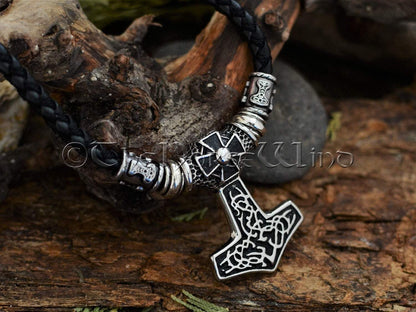 Mjolnir Pendant Thor's Hammer Viking Necklace with Celtic Cross, Stainless Steel Viking Jewelry, Strength Amulet Norse Mythology Asatru TheNorseWind