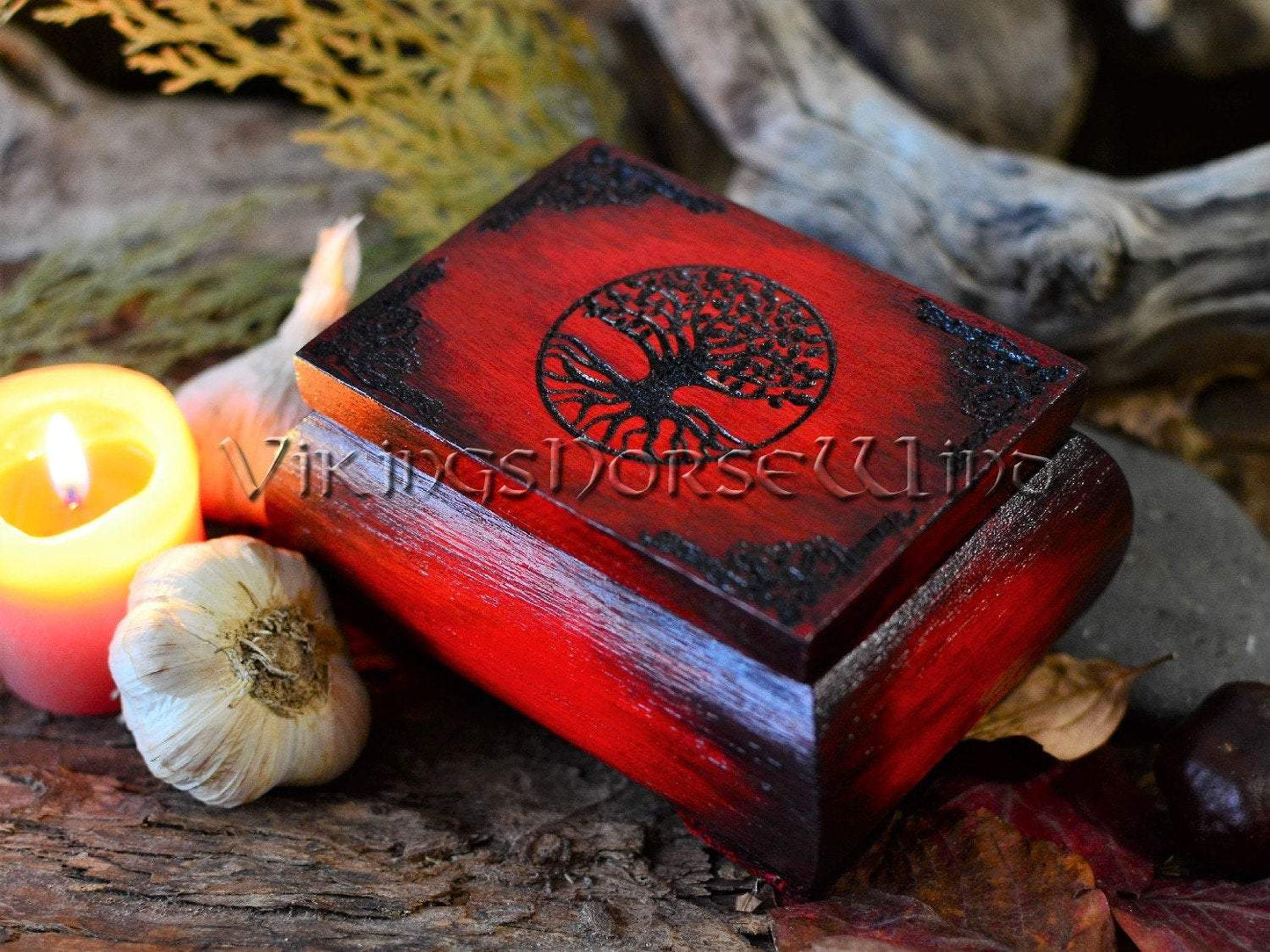 Yggdrasil Wooden Box, Tree of Life Jewelry Box, Witch Keepsake, Small Tarot Box, Wooden Runes Box Altar, Wicca Trinket Box, Pagan TheNorseWind
