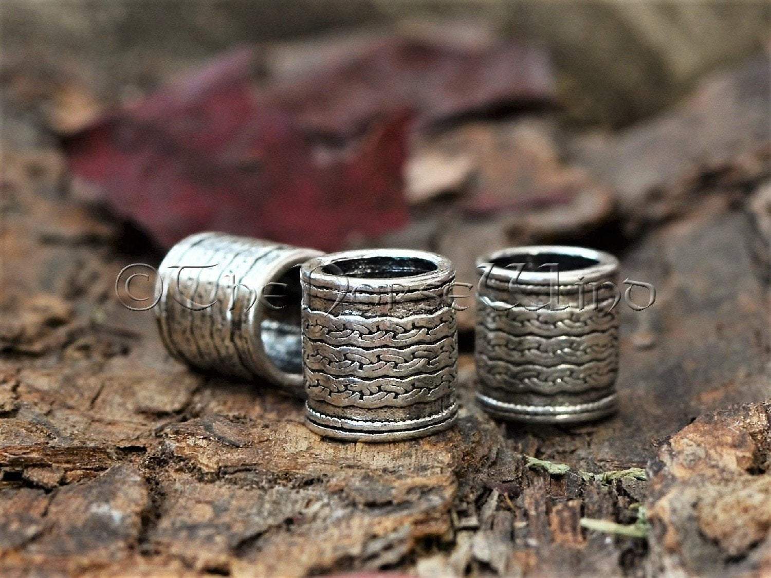 Viking Beard Beads, Silver Celtic Knot Hair Rings, Large Hole 10mm TheNorseWind