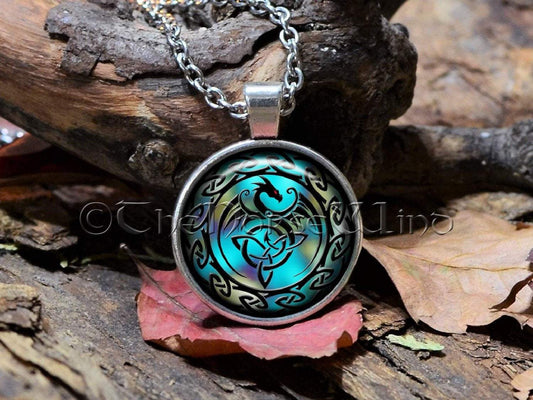 Celtic Dragon Necklace, Celtic Knot Silver Viking Pendant TheNorseWind
