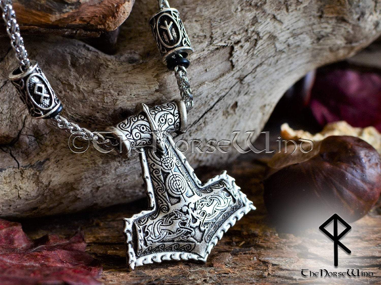 Viking Thor's Hammer Runes Necklace Mjolnir Pendant, Viking Jewelry, Strength Amulet Norse Mythology Asatru TheNorseWind