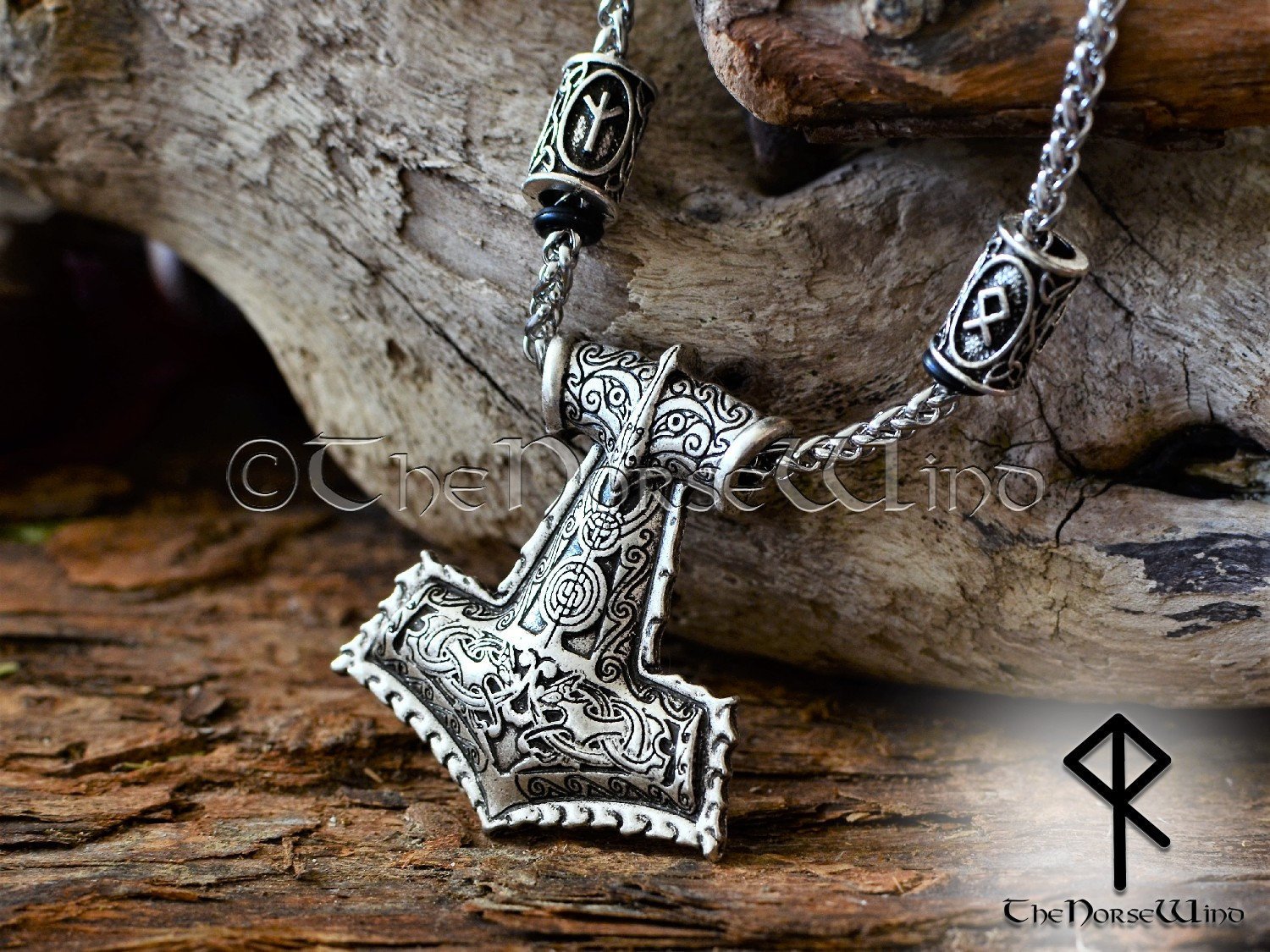 Viking Necklace, Thor's Hammer Runes Necklace Mjolnir Pendant, Viking Jewelry, Strength Amulet Norse Mythology Asatru TheNorseWind