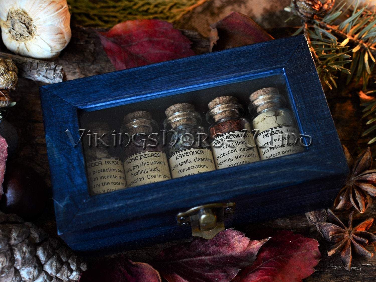 Witchcraft KIT 5 Apothecary Jars, Witch Spell Box Herbs Bottles, Witch Starter Kit, Wicca Box Magical Herbs Witches Herbal Set, Wiccan Altar TheNorseWind